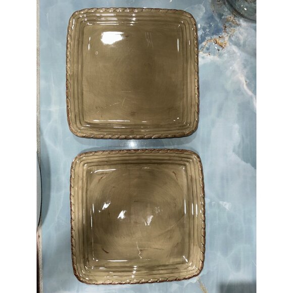 Artimino Tuscan Countryside Sage Stoneware Square 2 Plates Set - Picture 7 of 8